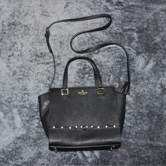 ✨HP ♠️Kate Spade Saffiano Leather Laurel Way Jeweled Bow Hadlee Satchel - Picture 1 of 12